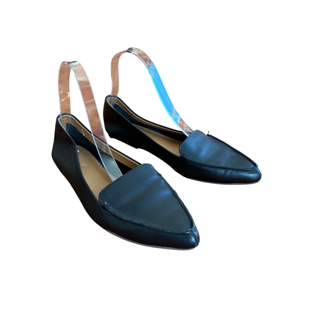 J.Crew‎ Womens Black Leather Pointed Toe Flat Loafers G1812 Size 7